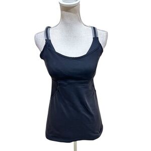 Lululemon Athletica Black Tank Top striped straps  built in bralette size small